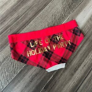 Victoria’s Secret PINK Red Plaid & Gray Life Of The Holiday Party Hipster Pantie